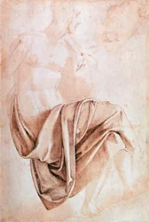 Inv. 1887-5-2-118 Recto (W.10) Studie av draperi (ritning)